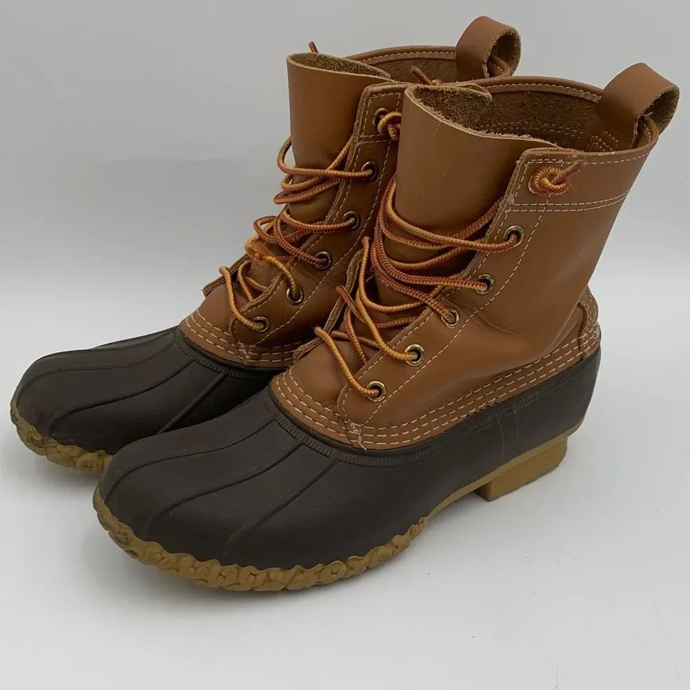 LL Bean Made in Maine Brown and tan Duck Boots men’s size 8.5 or Womans 9.5 - Picture 7 of 14